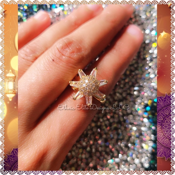 New Gold Tone spinning fidget rings -Anti tarnish-clear-champaigne-Red - Picture 10 of 10